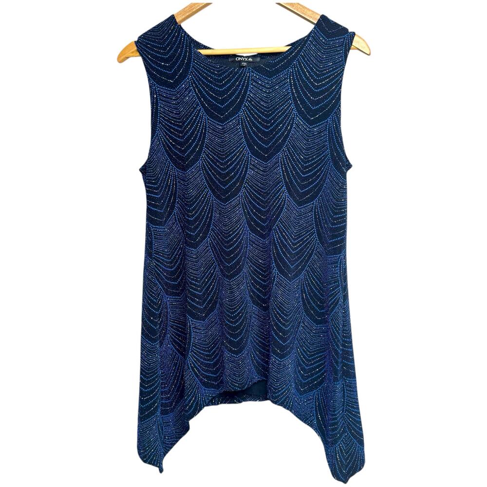 Onyx Nite Metallic Sleeveless Tunic Top M